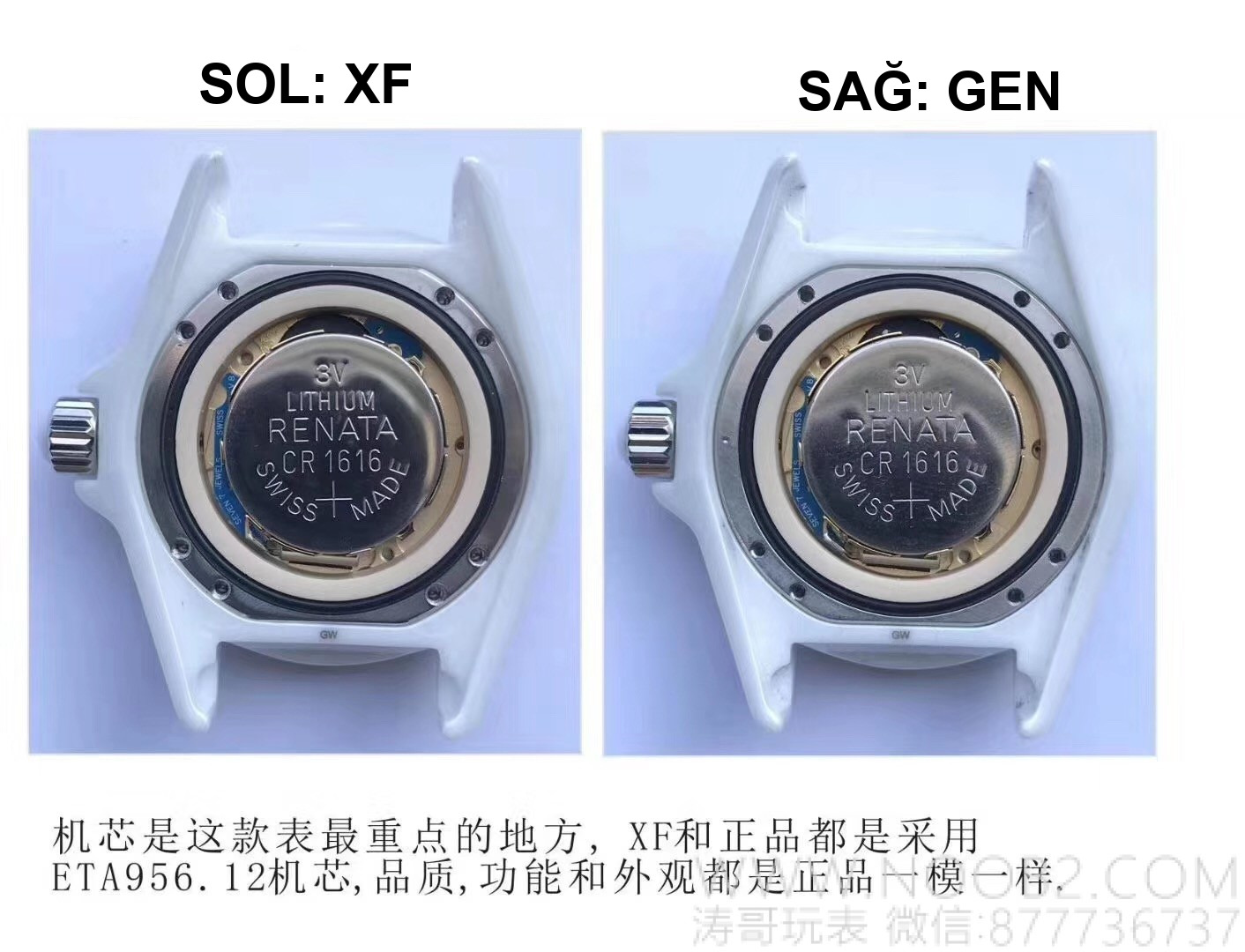 Gerçek-replika karşılaştırması: XF Chanel J12 siyah ve beyaz, orijinal İsviçre kuvars mekanizması ETA956 ile üretilen replika iyi mi? — 6. fotoğraf