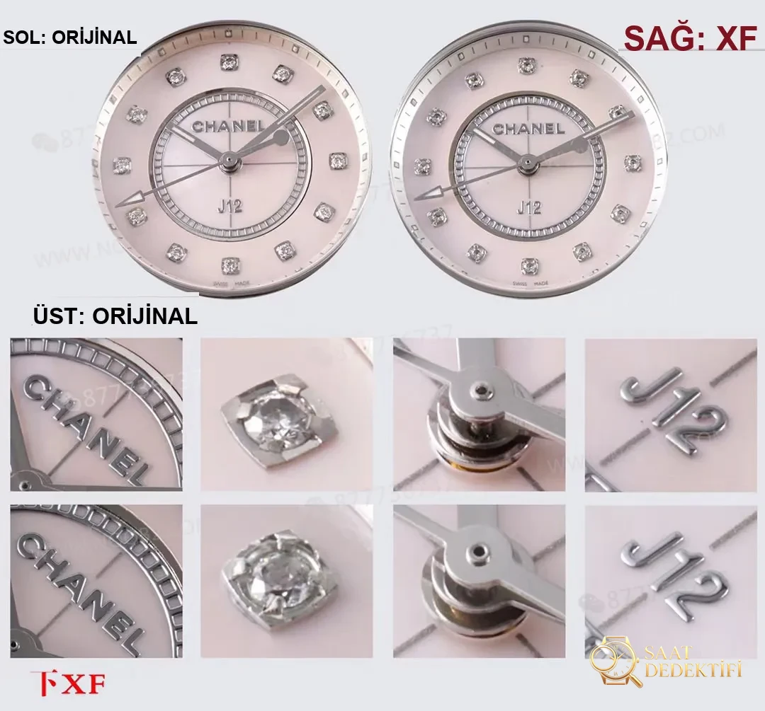 Gerçek-replika karşılaştırması: XF Factory Chanel J12 pembe sedef kadranlı H5513 saat incelemesi - Bilezik, Toka ve Klips Mekanizması