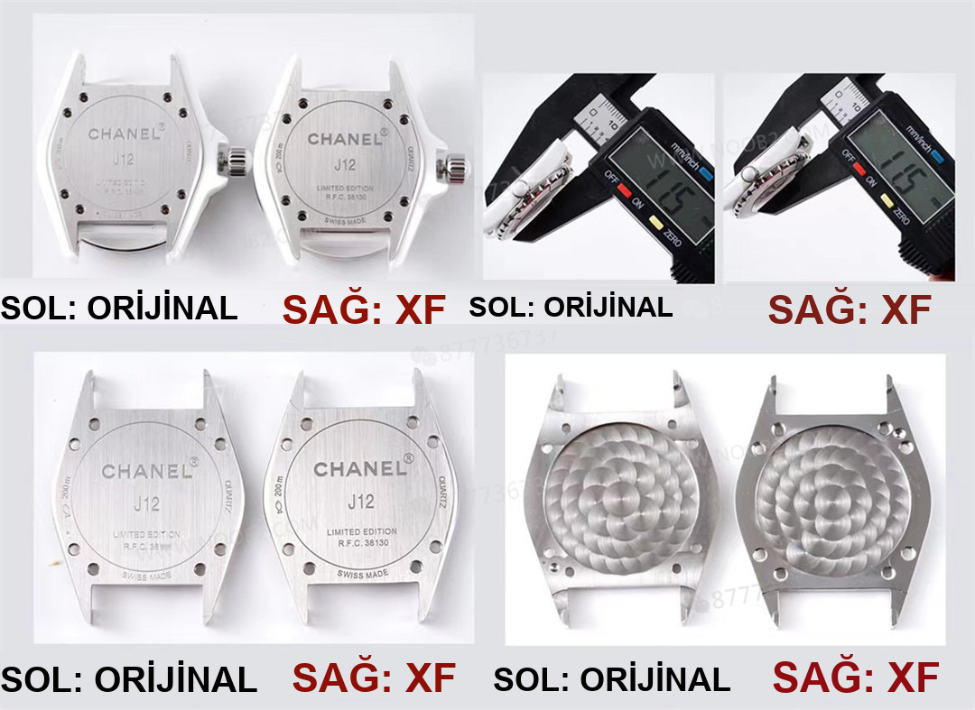 Gerçek-replika karşılaştırması: XF Factory Chanel J12 pembe sedef kadranlı H5513 saat incelemesi — 7. fotoğraf