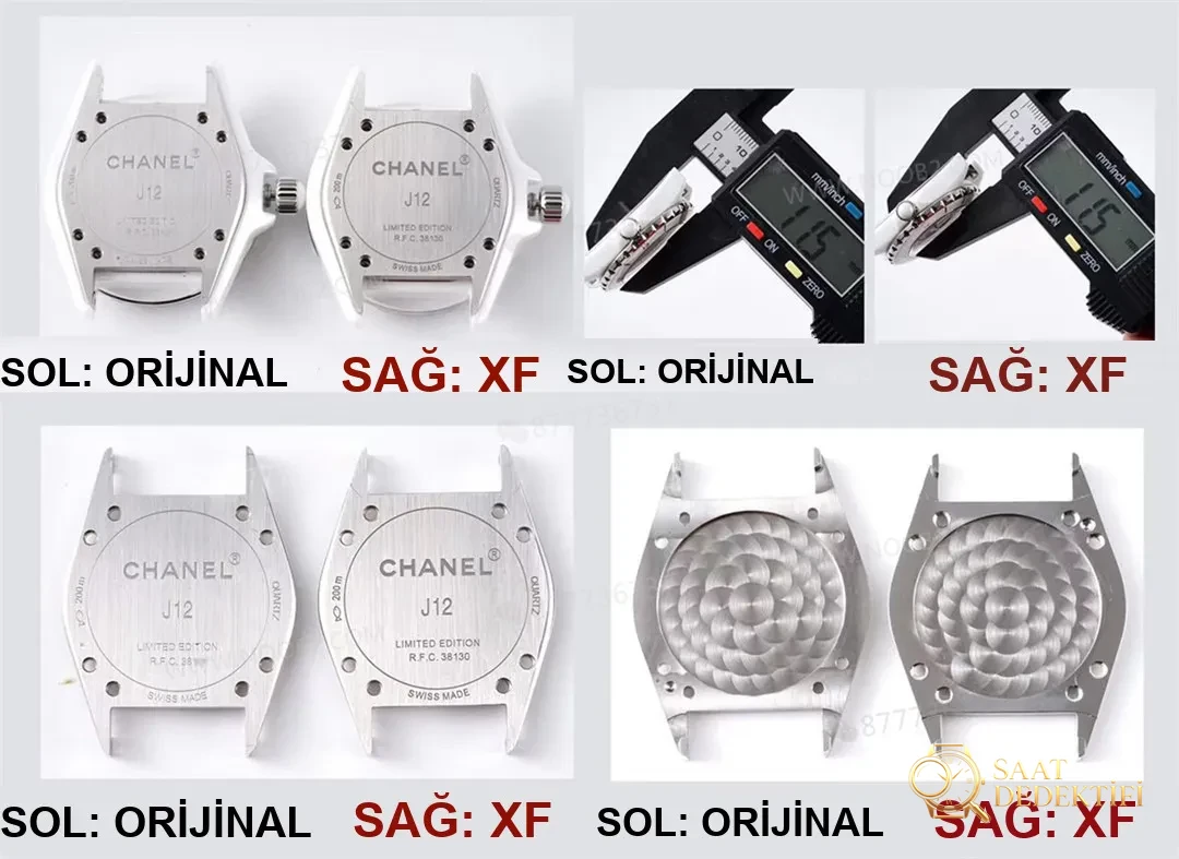 Gerçek-replika karşılaştırması: XF Factory Chanel J12 pembe sedef kadranlı H5513 saat incelemesi - Klips Kilidi ve Lazer Damgalar