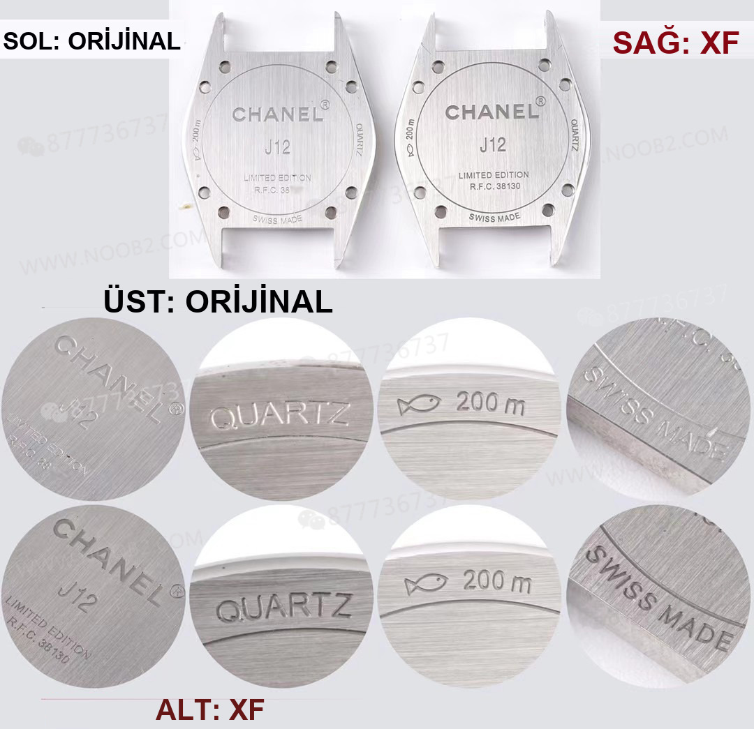 Gerçek-replika karşılaştırması: XF Factory Chanel J12 pembe sedef kadranlı H5513 saat incelemesi — 8. fotoğraf
