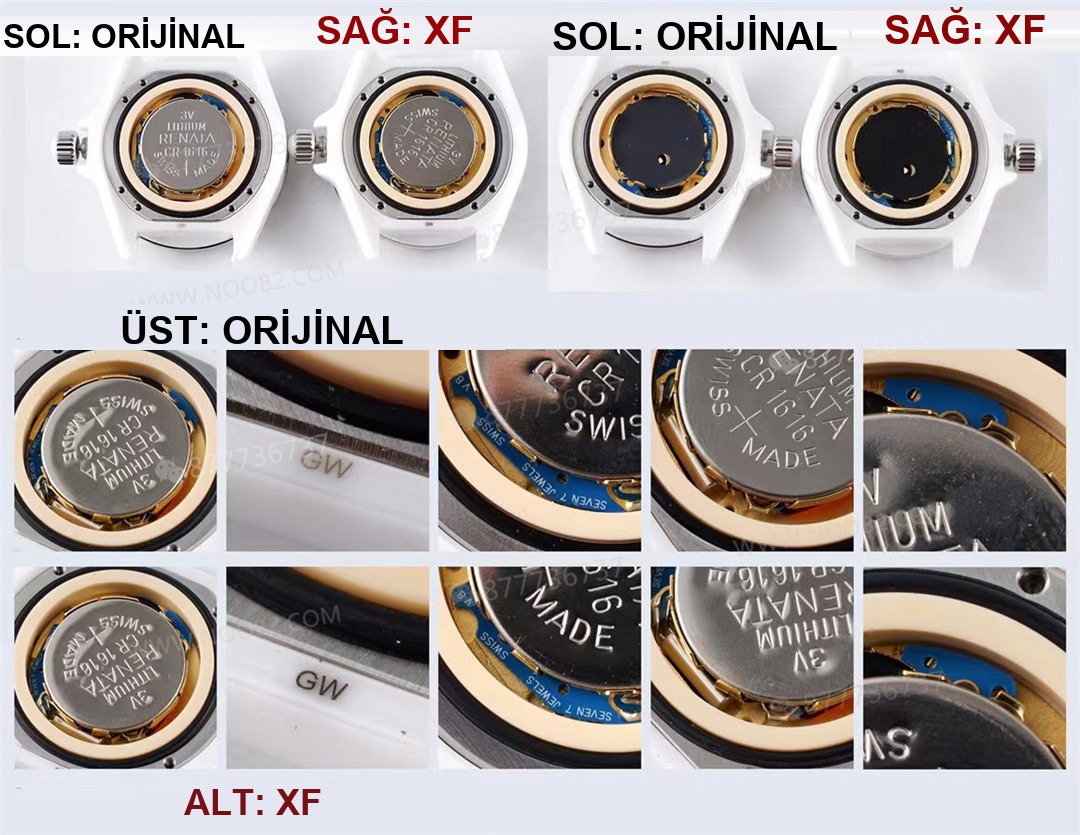 Gerçek-replika karşılaştırması: XF Factory Chanel J12 pembe sedef kadranlı H5513 saat incelemesi — 9. fotoğraf