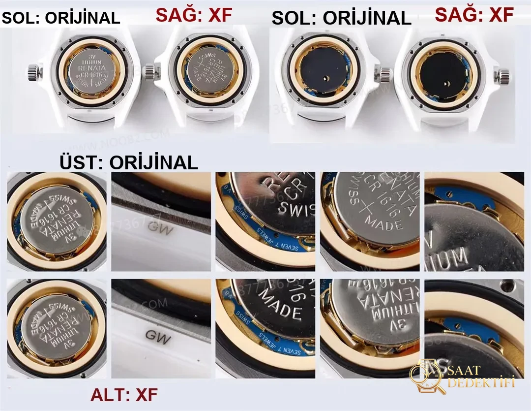 Gerçek-replika karşılaştırması: XF Factory Chanel J12 pembe sedef kadranlı H5513 saat incelemesi - Fosfor ve Super-LumiNova Gece Görünümü