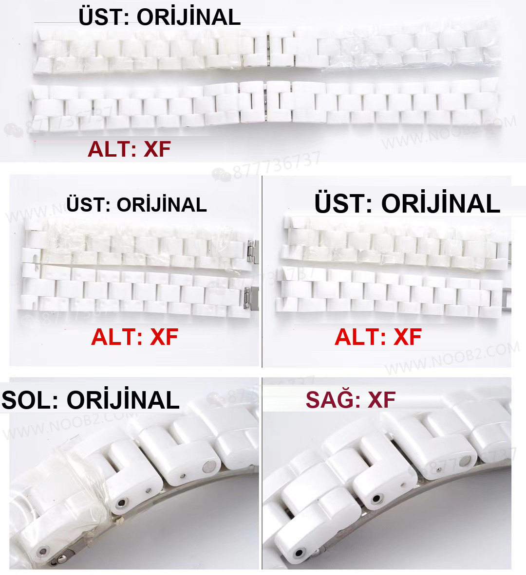 Gerçek-replika karşılaştırması: XF Factory Chanel J12 pembe sedef kadranlı H5513 saat incelemesi — 10. fotoğraf