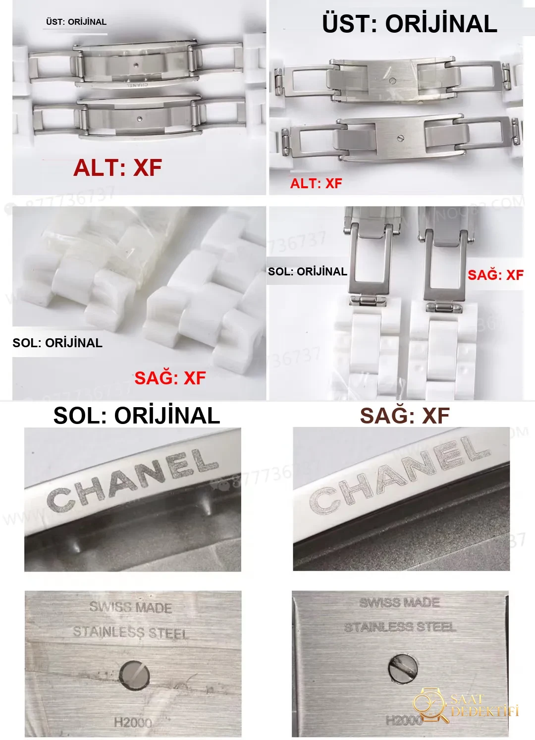 Gerçek-replika karşılaştırması: XF Factory Chanel J12 pembe sedef kadranlı H5513 saat incelemesi - Yan Profil ve Kordon Bağlantısı