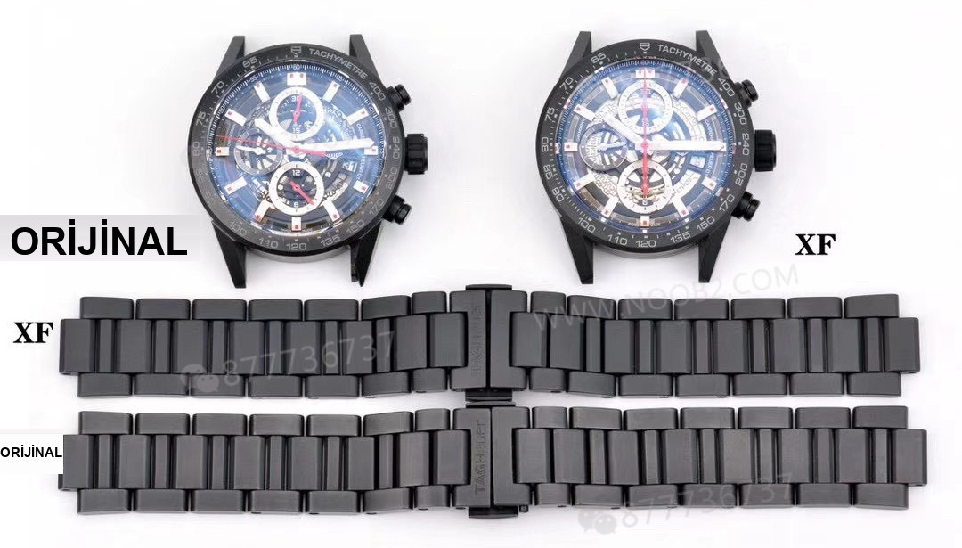 Gerçek-replika karşılaştırması: XF Factory TAG Heuer Carrera seramik kayışlı 43 mm saatin işçiliği nasıl? — 2. fotoğraf