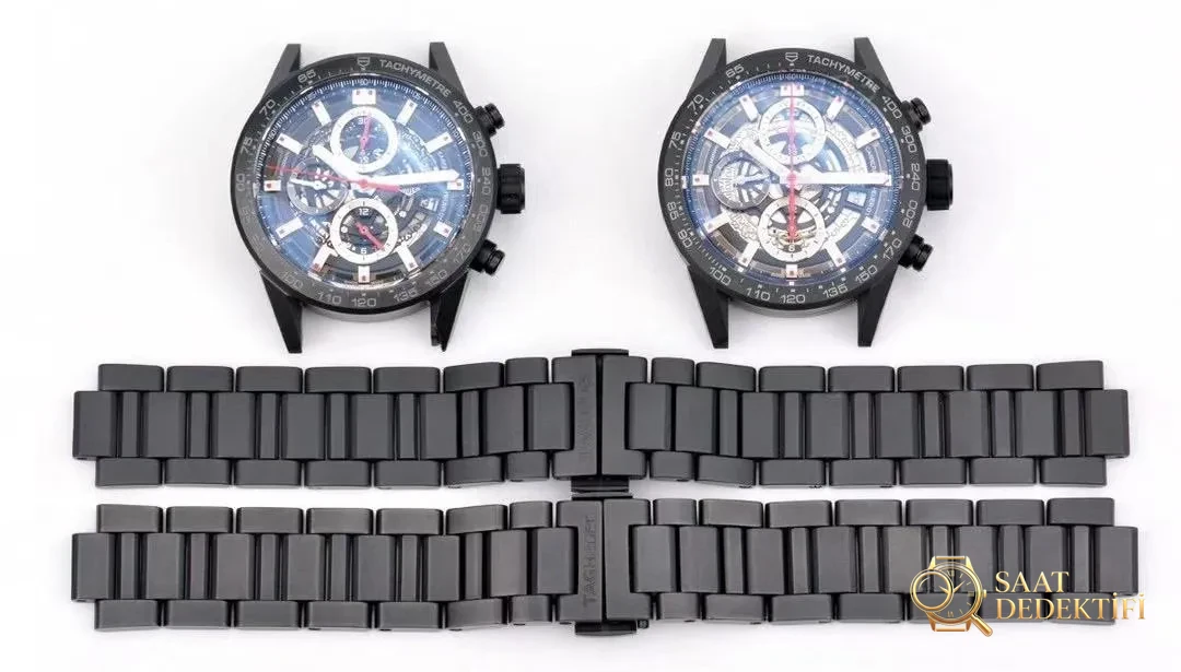 Gerçek-replika karşılaştırması: XF Factory TAG Heuer Carrera seramik kayışlı 43 mm saatin işçiliği nasıl? - Kadran Detayı ve Bezel İşçiliği