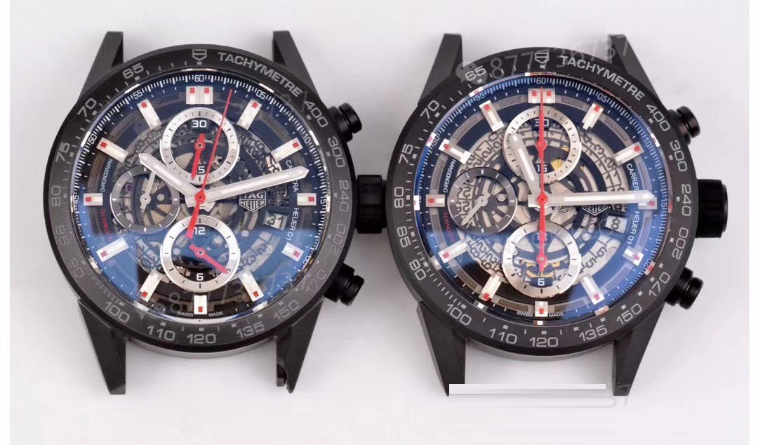 Gerçek-replika karşılaştırması: XF Factory TAG Heuer Carrera seramik kayışlı 43 mm saatin işçiliği nasıl? — 3. fotoğraf