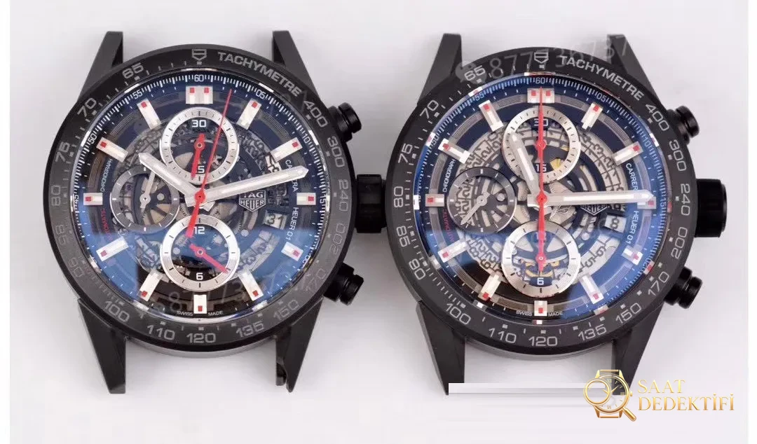 Gerçek-replika karşılaştırması: XF Factory TAG Heuer Carrera seramik kayışlı 43 mm saatin işçiliği nasıl? - Kasa Profili ve Kurma Kolu İncelemesi
