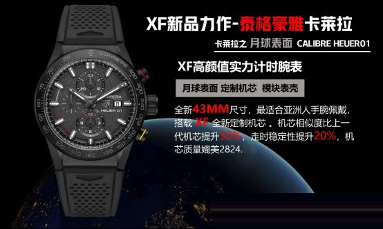 Gerçek-Replika Karşılaştırması: XF TAG Heuer Carrera Ay Yüzeyi Heuer 01 CLEP Özel Sürüm — 2. fotoğraf