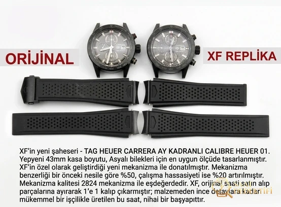 Gerçek-Replika Karşılaştırması: XF TAG Heuer Carrera Ay Yüzeyi Heuer 01 CLEP Özel Sürüm - Mekanizma Çark Dizilimi ve Taş Yatakları