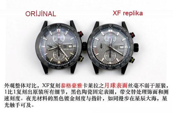 Gerçek-Replika Karşılaştırması: XF TAG Heuer Carrera Ay Yüzeyi Heuer 01 CLEP Özel Sürüm — 20. fotoğraf