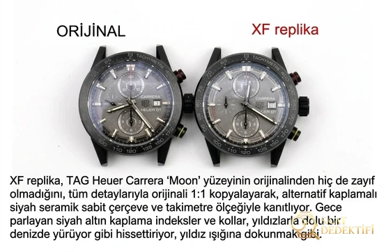 Gerçek-Replika Karşılaştırması: XF TAG Heuer Carrera Ay Yüzeyi Heuer 01 CLEP Özel Sürüm - Koleksiyon ve Vitrin Görünümü