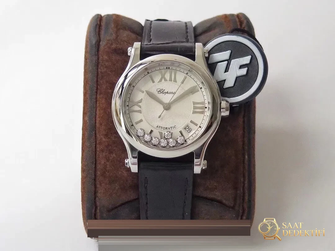 Gerçek-Replika Karşılaştırması: ZF Factory Chopard Happy Diamonds 7 Elmaslı 278559, Sea-Gull 2892 Mekanizmalı 36 mm Otomatik Kadın Kol Saati — Orijinal İncelemesi - Kasa Profili ve Kurma Kolu İncelemesi