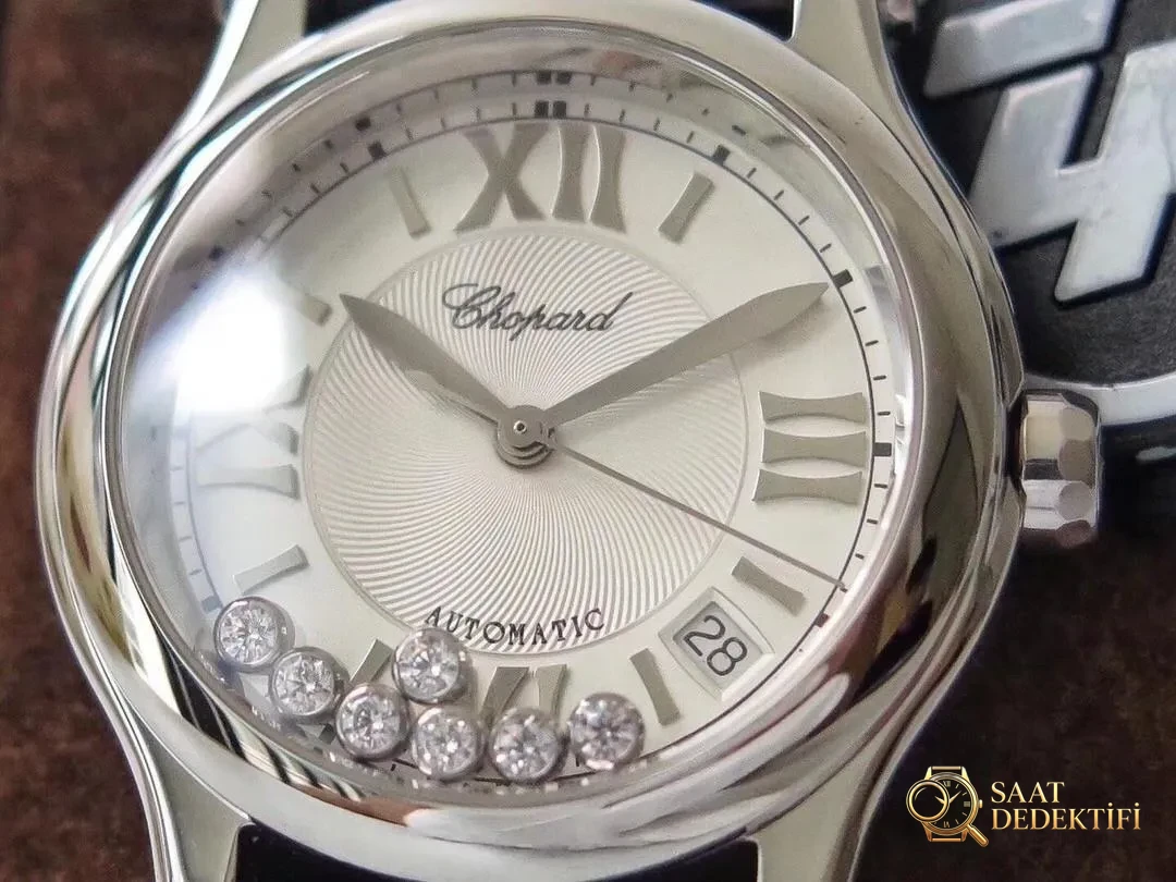 Gerçek-Replika Karşılaştırması: ZF Factory Chopard Happy Diamonds 7 Elmaslı 278559, Sea-Gull 2892 Mekanizmalı 36 mm Otomatik Kadın Kol Saati — Orijinal İncelemesi - Klips Kilidi ve Lazer Damgalar
