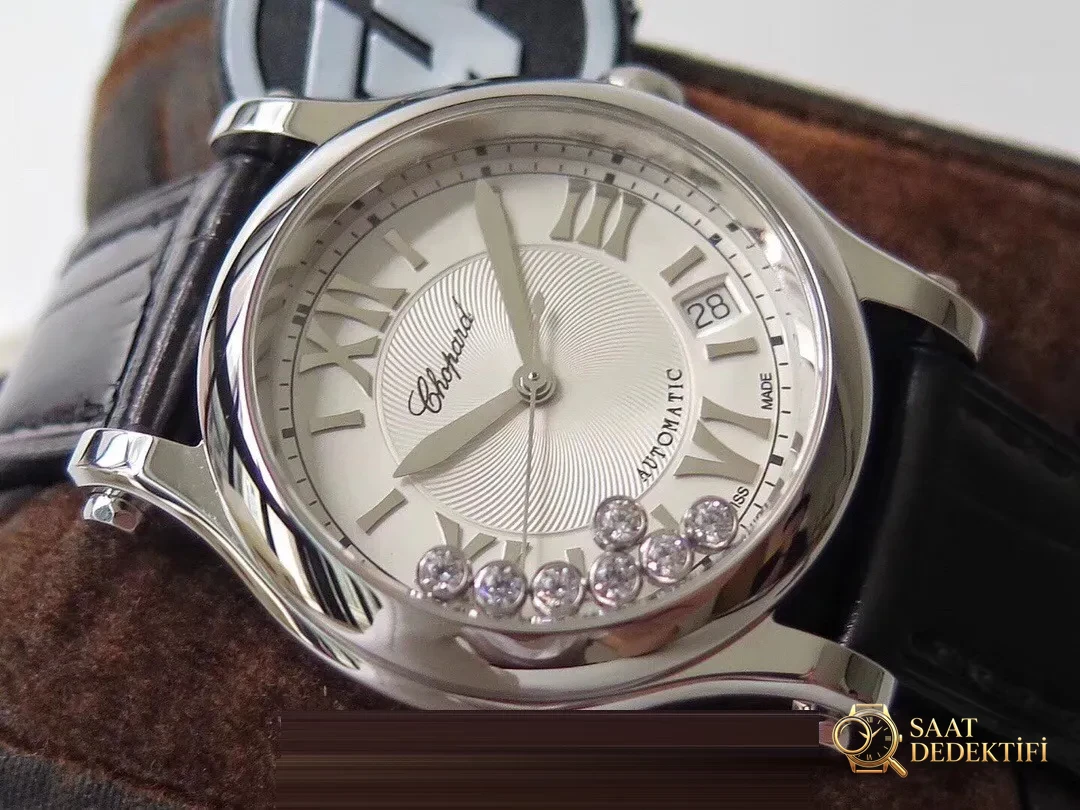 Gerçek-Replika Karşılaştırması: ZF Factory Chopard Happy Diamonds 7 Elmaslı 278559, Sea-Gull 2892 Mekanizmalı 36 mm Otomatik Kadın Kol Saati — Orijinal İncelemesi - Fosfor ve Super-LumiNova Gece Görünümü