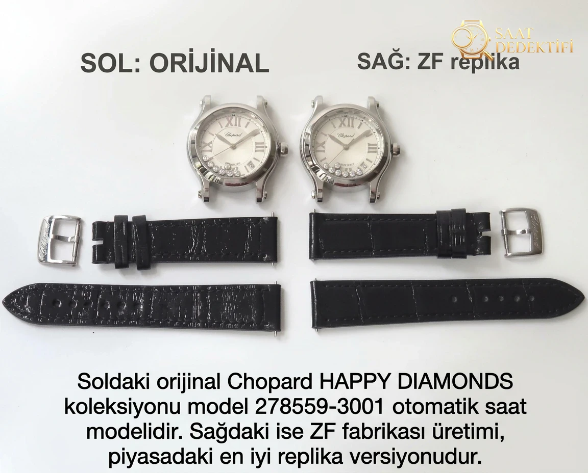 Gerçek-Replika Karşılaştırması: ZF Factory Chopard Happy Diamonds 7 Elmaslı 278559, Sea-Gull 2892 Mekanizmalı 36 mm Otomatik Kadın Kol Saati — Orijinal İncelemesi - Kadran İbreleri ve Saniye Akışı
