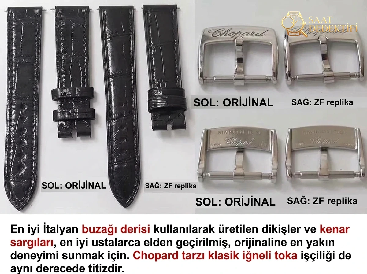 Gerçek-Replika Karşılaştırması: ZF Factory Chopard Happy Diamonds 7 Elmaslı 278559, Sea-Gull 2892 Mekanizmalı 36 mm Otomatik Kadın Kol Saati — Orijinal İncelemesi - Bezel İçi Rehaut Gravürü ve Hizalaması