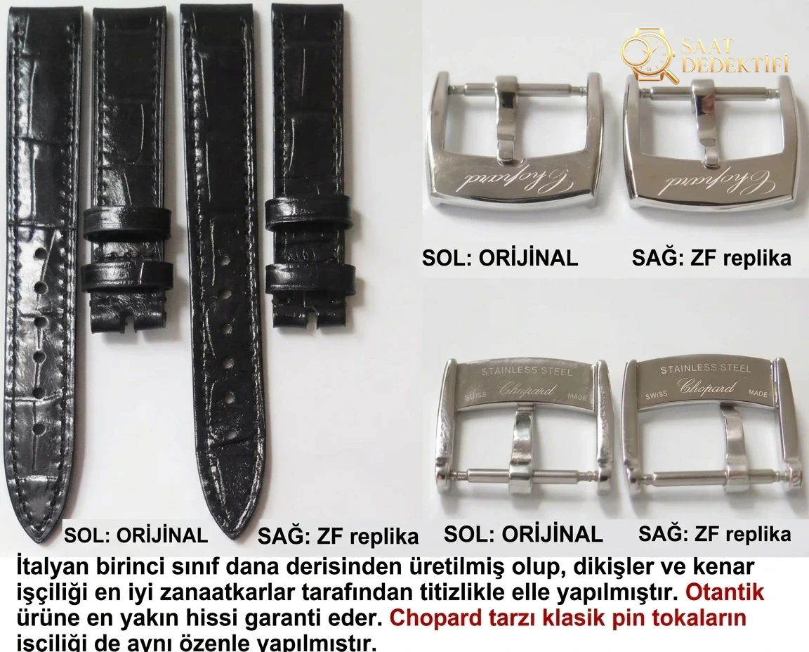 Gerçek-Replika Karşılaştırması: ZF Factory Chopard Happy Diamonds Quartz 278509-3001 Orijinal LUC İsviçre ETA955.112 Mekanizmalı Replika Saat ile Orijinal İnceleme Karşılaştırması - Mekanizma Zemberek ve Balans Detayı