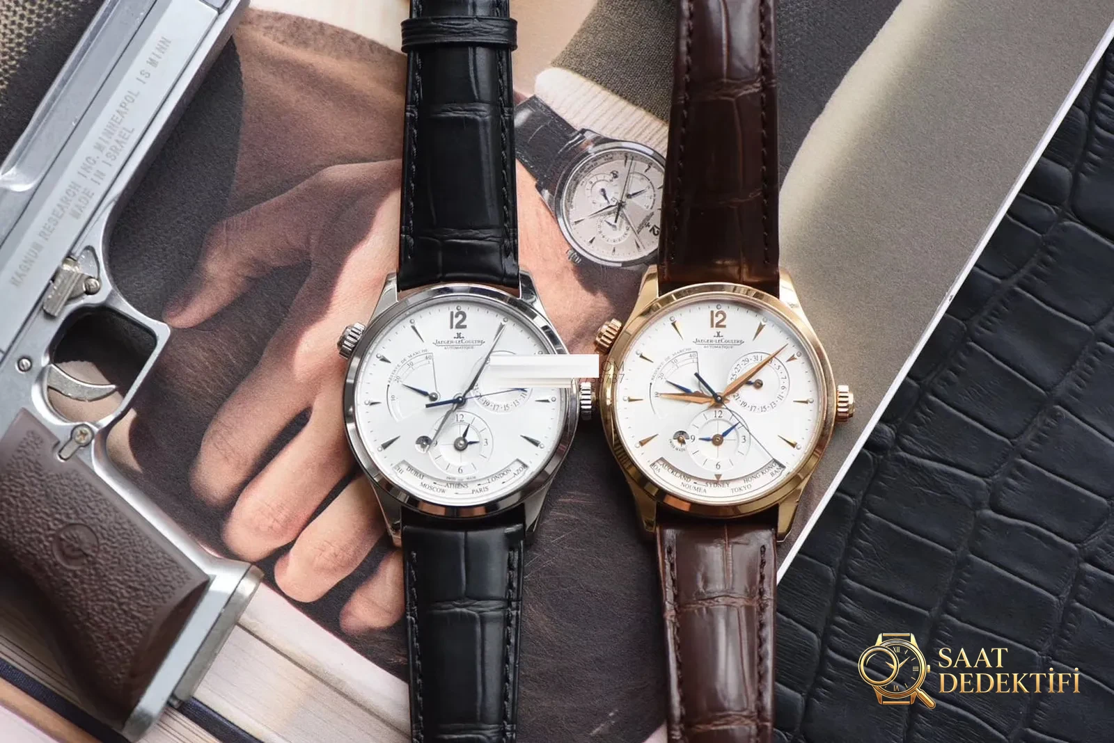 Gerçek-replika karşılaştırması: ZF Factory Jaeger-LeCoultre Master Geographic Q1428421 replika saatin orijinalle karşılaştırmalı incelemesi - Yan Profil ve Kordon Bağlantısı
