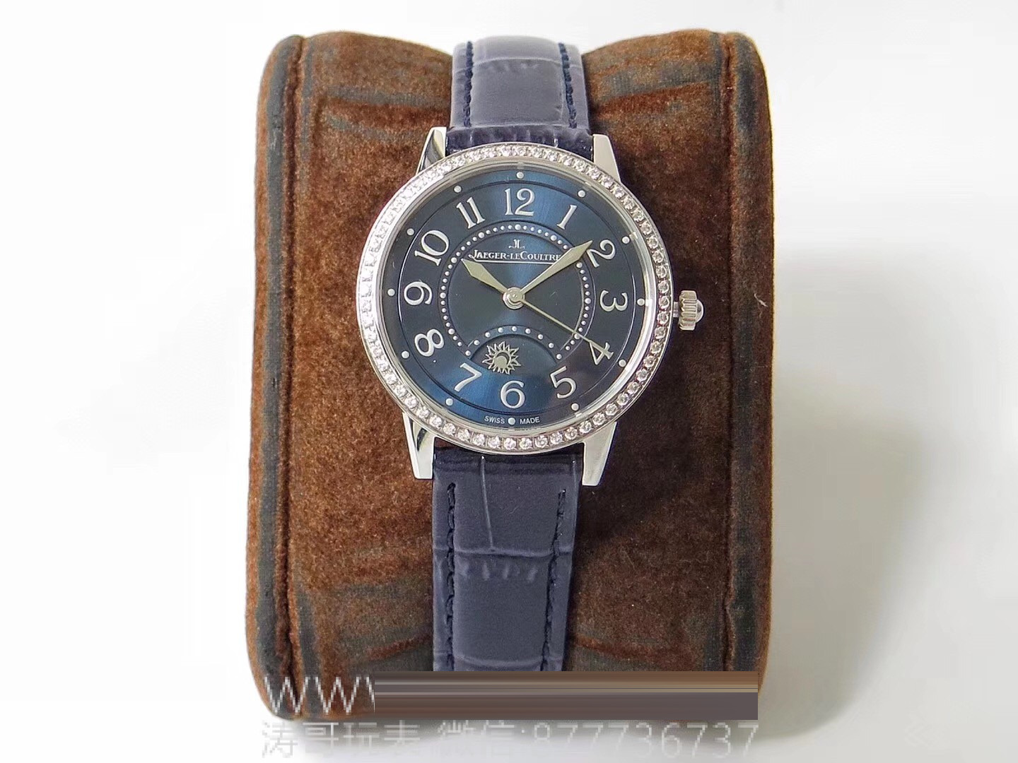 Gerçek-replika karşılaştırması: ZF Factory Jaeger-LeCoultre Rendez-Vous serisi 3468480 kadın mavi kadranlı replika saatin orijinalle karşılaştırmalı incelemesi — 11. fotoğraf
