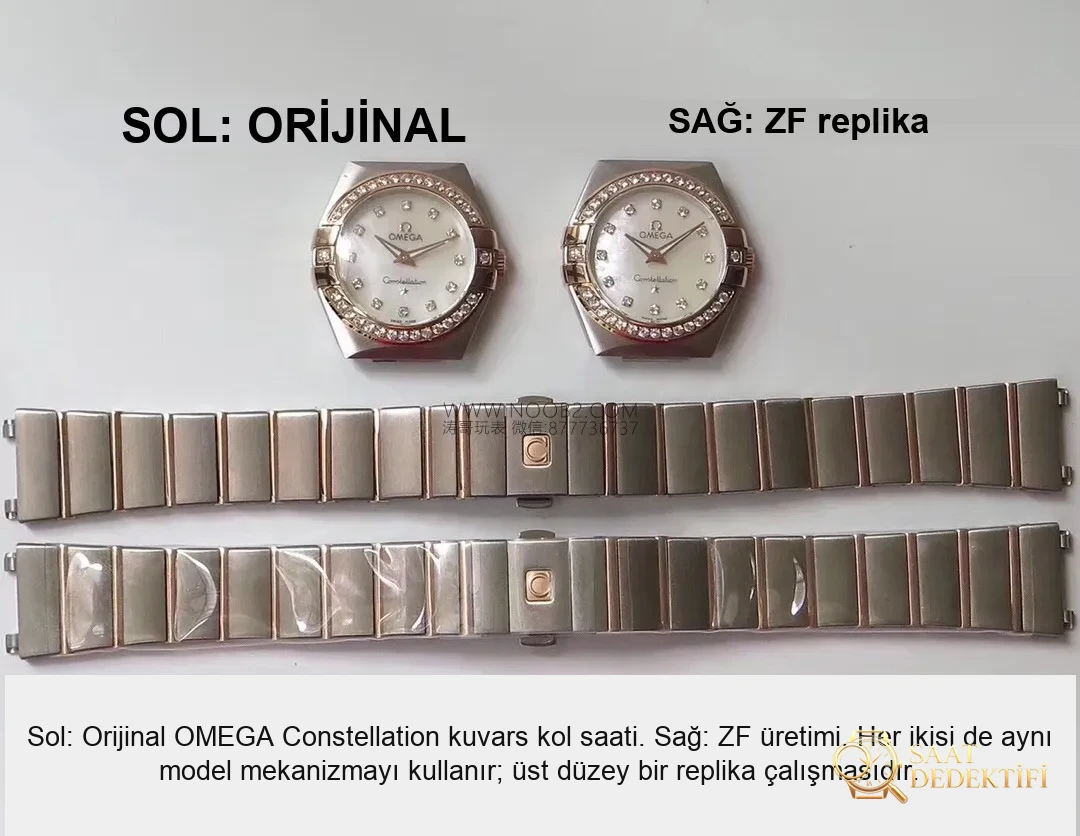 Comparaison de répliques réelles : examen de la montre à quartz pour femme Omega Constellation de ZF Factory avec l'original - Case Profile and Crown Review