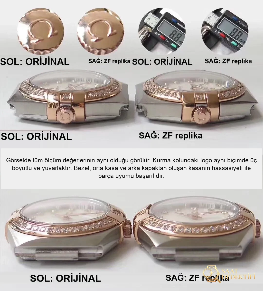 Réel ou réplique : examen de la montre à quartz ZF Factory Omega Constellation pour femme avec original - Bracelet, fermoir et mécanisme de clip