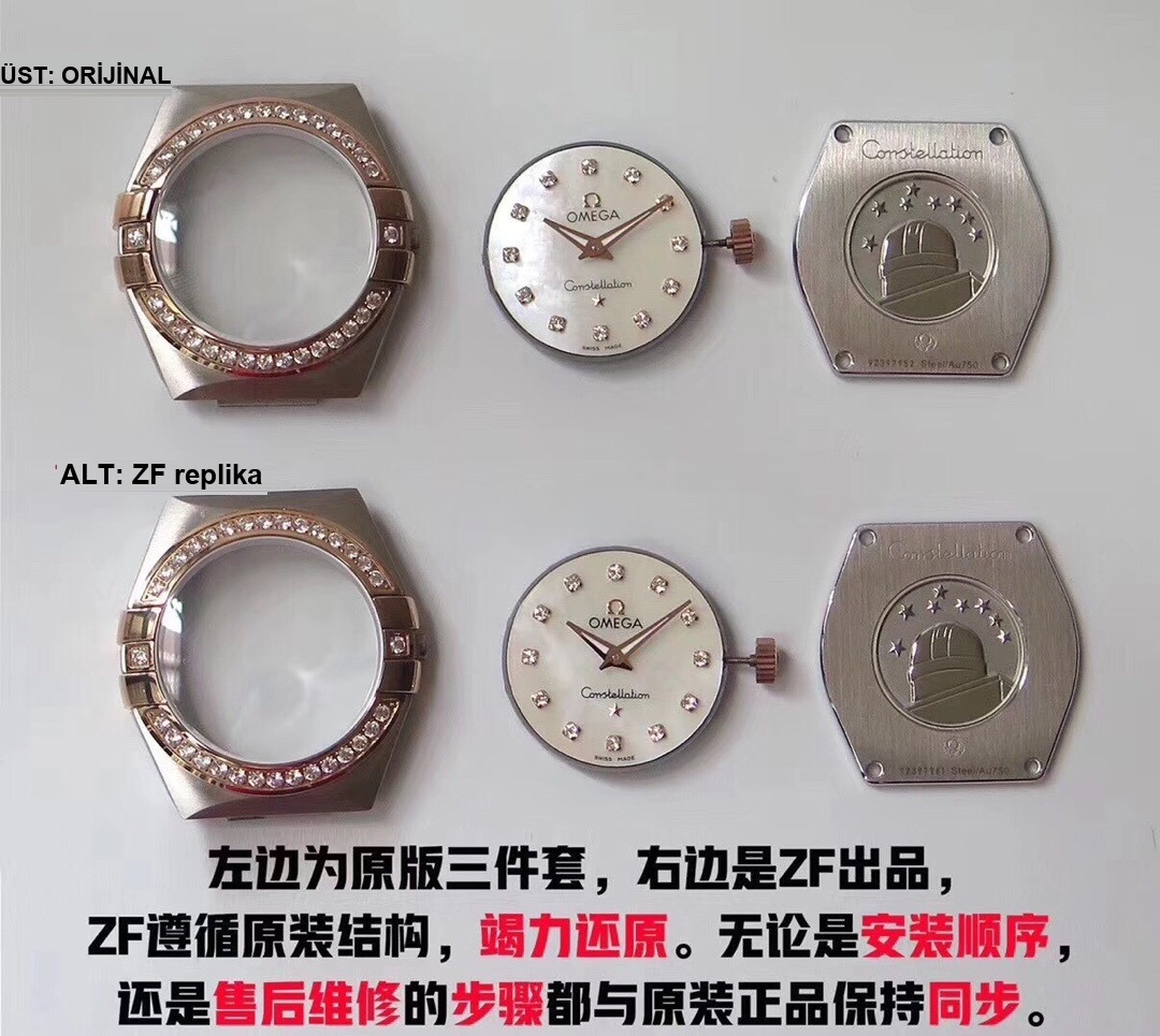 Gerçek-replika karşılaştırması: ZF Factory Omega Constellation kuvars kadın saati orijinalle inceleme — 9. fotoğraf