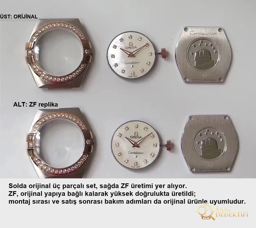 Réel ou réplique : examen de la montre à quartz pour femme Omega Constellation de ZF Factory avec l'original - Phosphorus et Super-LumiNova Night View