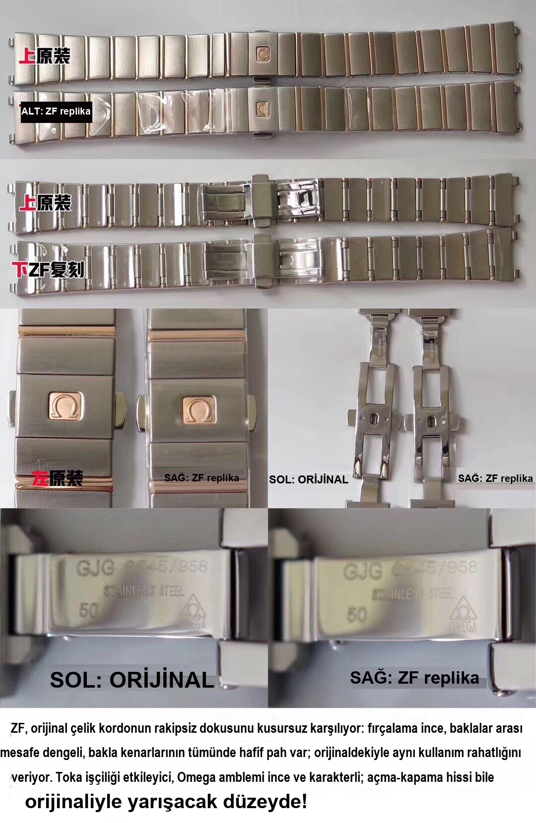 Gerçek-replika karşılaştırması: ZF Factory Omega Constellation kuvars kadın saati orijinalle inceleme — 10. fotoğraf