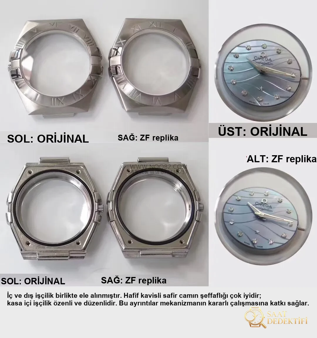 Comparaison avec une réplique réelle : examen de la montre à quartz pour femme Omega Constellation de ZF Factory avec l'original - Mécanisme de micro-ajustement de la boucle interne