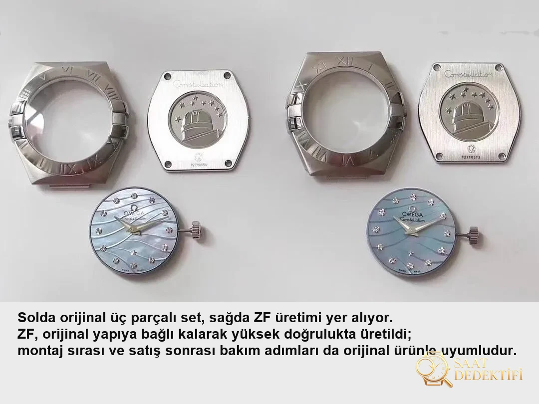 Réel ou réplique : examen de la montre à quartz pour femme Omega Constellation de ZF Factory avec original - Revêtement antireflet (AR) en verre