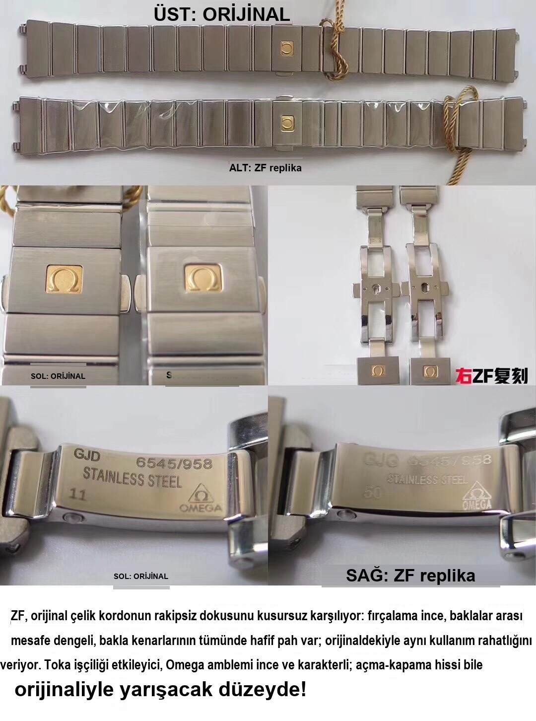 Gerçek-replika karşılaştırması: ZF Factory Omega Constellation kuvars kadın saati orijinalle inceleme — 19. fotoğraf