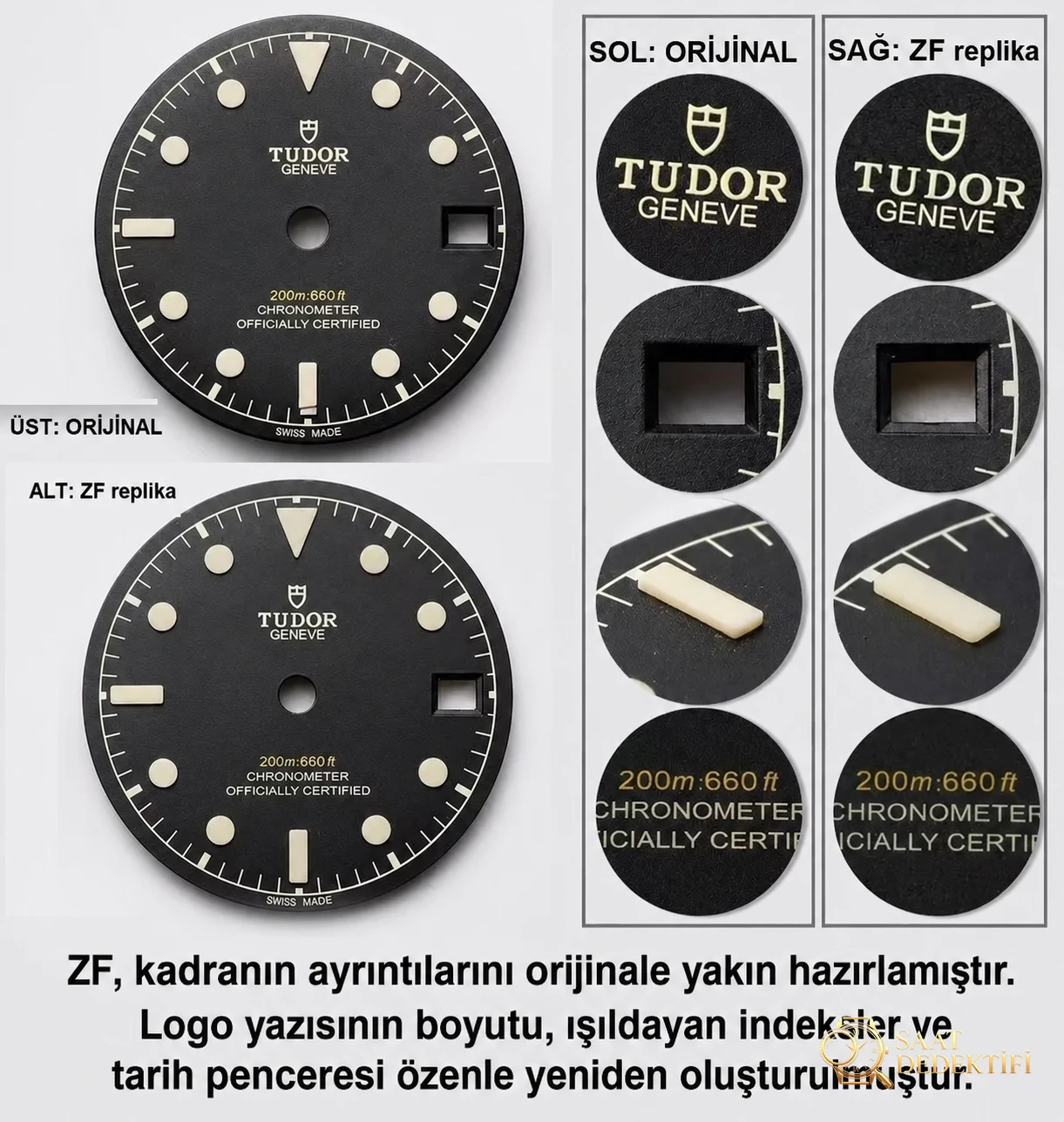 Gerçek-replika karşılaştırması: ZF Factory Tudor M79470 Black Bay 39 mm GMT ilk bakışta belli olur mu? - Kadran Detayı ve Bezel İşçiliği