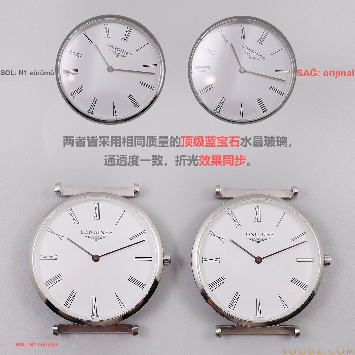 Gerçek-replika karşılaştırması: Zhao Liying'in taktığı N1 Factory Longines La Grande Classique serisi orijinal Cal.420 İsviçre kuvars mekanizmalı replika saat incelemesi — 3. fotoğraf