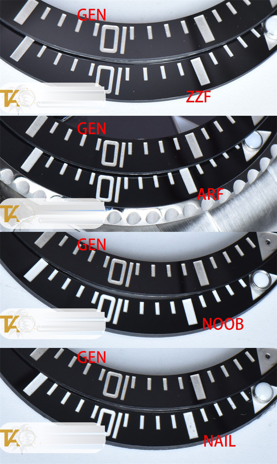 Gerçek-replika karşılaştırması: ZZ Factory AR Factory NAIL ve N Factory Rolex siyah su hayaleti replika saatiyle orijinalin en detaylı görselli incelemesi — 26. fotoğraf