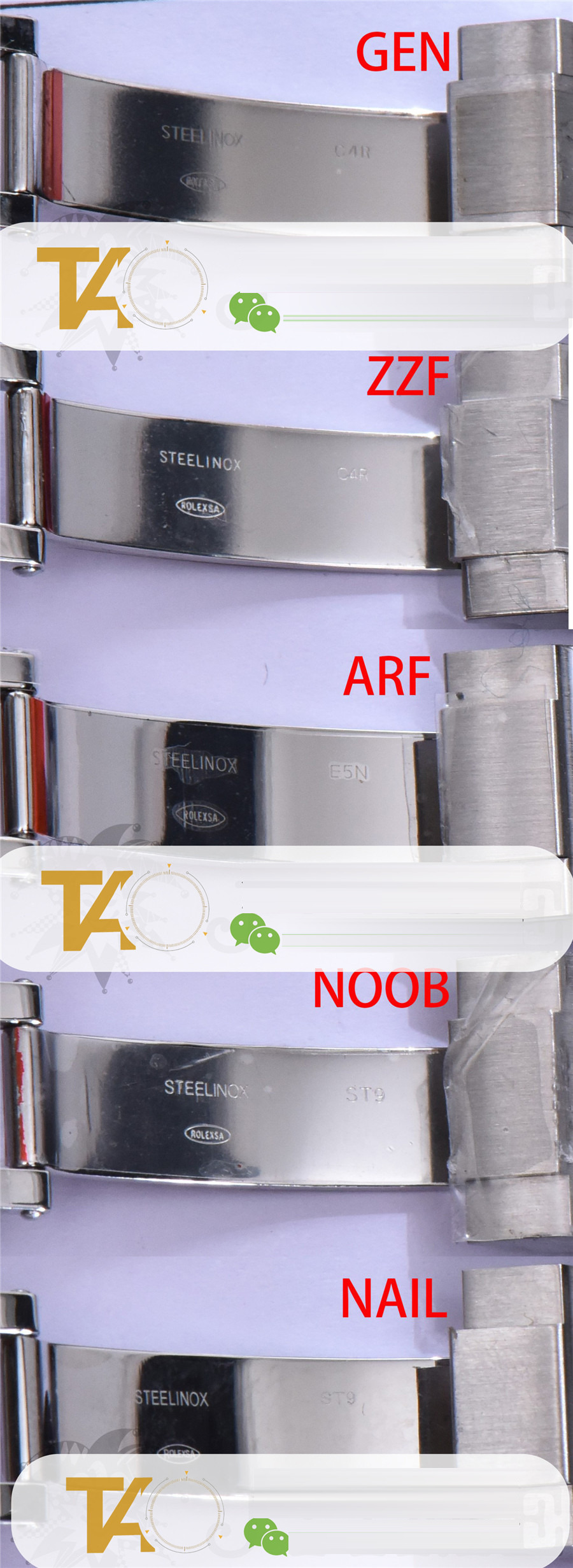 Gerçek-replika karşılaştırması: ZZ Factory AR Factory NAIL ve N Factory Rolex siyah su hayaleti replika saatiyle orijinalin en detaylı görselli incelemesi — 44. fotoğraf
