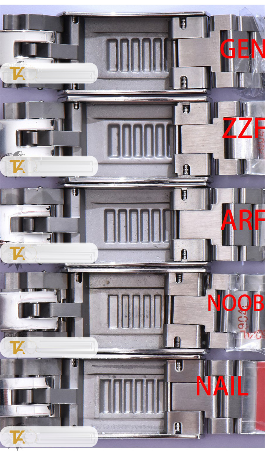Gerçek-replika karşılaştırması: ZZ Factory AR Factory NAIL ve N Factory Rolex siyah su hayaleti replika saatiyle orijinalin en detaylı görselli incelemesi — 45. fotoğraf