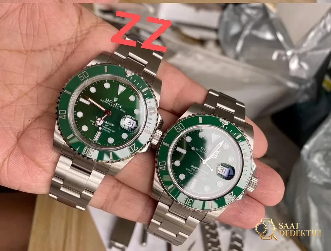 Gerçek-Replika Karşılaştırması: ZZ Factory V2S Rolex Yeşil Su Hayaleti + Clean Yeşil Bezel + Dolu Merkez Mili + İşlenmiş Çubuk İşaretler + Üç Boyutlu Akrep ve Yelkovan, Yükseltilmiş Sürümün Gerçek Çekimleri - Arka Kapak ve Mekanizma Detayı