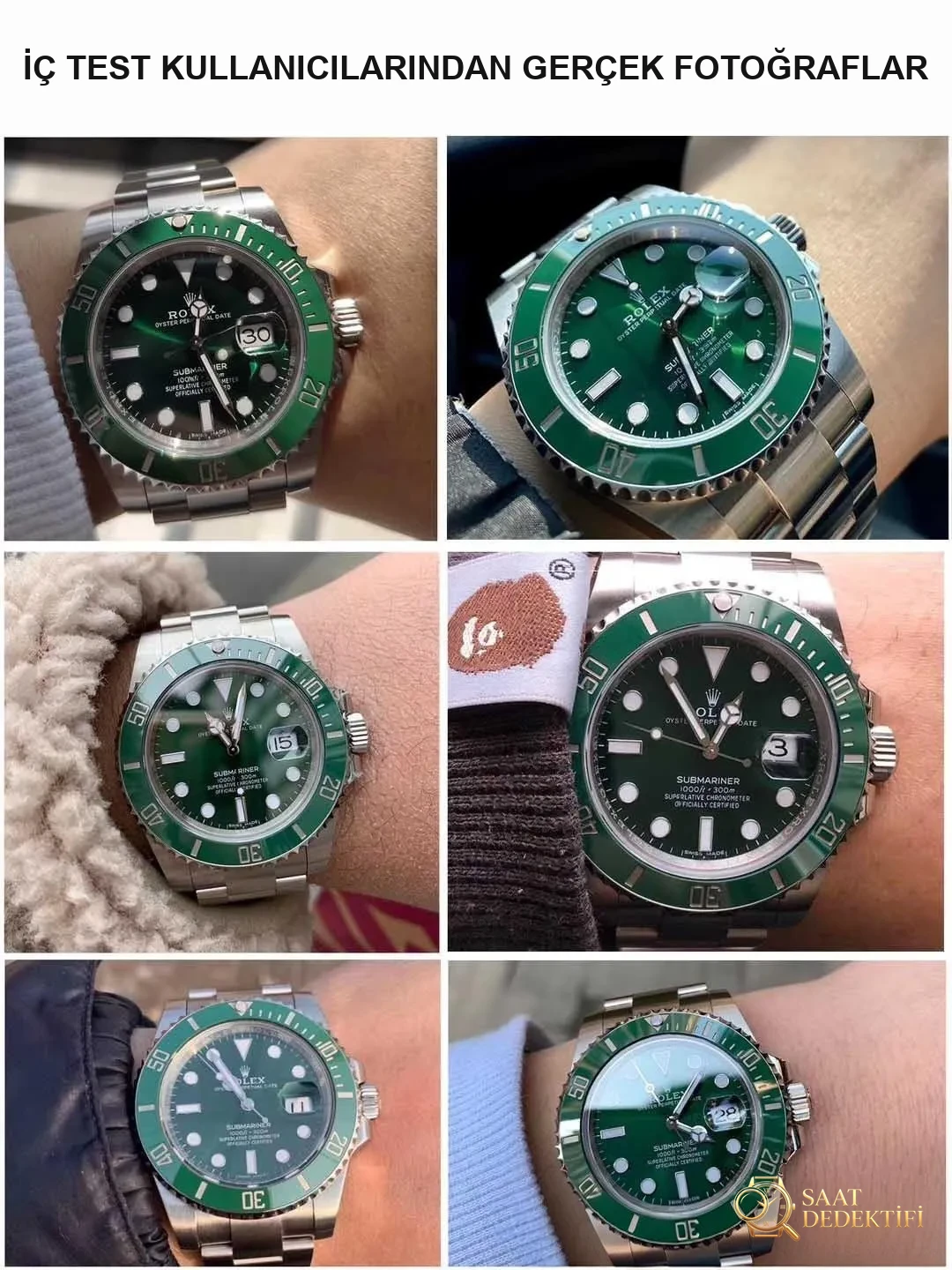 Gerçek-Replika Karşılaştırması: ZZ Factory V2S Rolex Yeşil Su Hayaleti + Clean Yeşil Bezel + Dolu Merkez Mili + İşlenmiş Çubuk İşaretler + Üç Boyutlu Akrep ve Yelkovan, Yükseltilmiş Sürümün Gerçek Çekimleri - Bilezik, Toka ve Klips Mekanizması