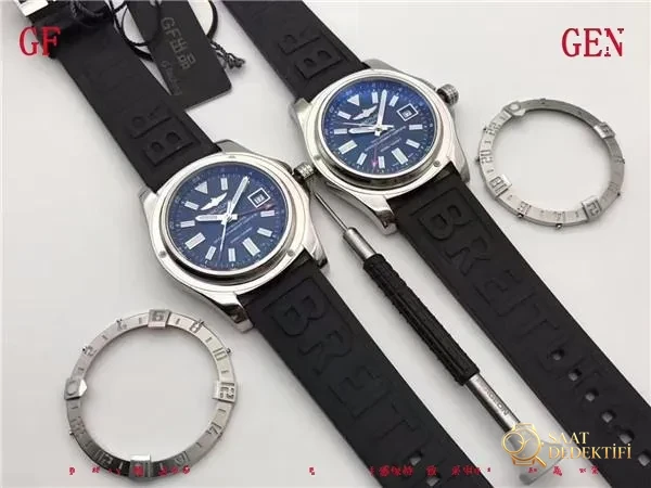 GF Factory V2 Breitling Avenger II GMT A3239011 güncellenmiş versiyon replika saat ile orijinal karşılaştırmalı inceleme - Makro Kadran ve İndeks İşçiliği