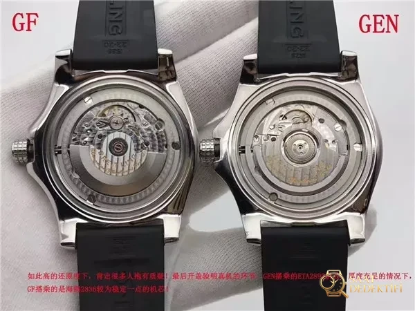 GF Factory V2 Breitling Avenger II GMT A3239011 güncellenmiş versiyon replika saat ile orijinal karşılaştırmalı inceleme - Mekanizma Zemberek ve Balans Detayı