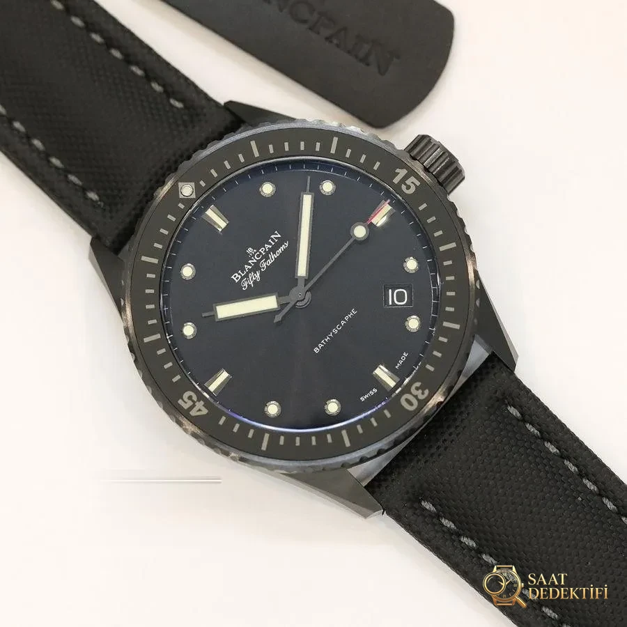 GF Factory Blancpain Fifty Fathoms 5000-0130-B52A Kol Saati (Seramik Kasa) - Kasa Profili ve Kurma Kolu İncelemesi