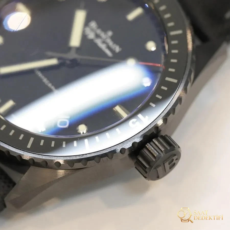 GF Factory Blancpain Fifty Fathoms 5000-0130-B52A Kol Saati (Seramik Kasa) - Makro Kadran ve İndeks İşçiliği