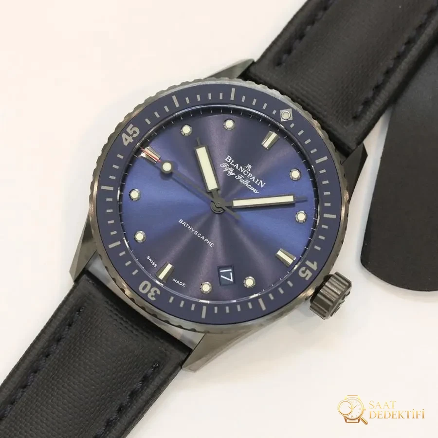 GF Factory Blancpain Fifty Fathoms 5000-0240-O52A Saat (Seramik Kasa) - Kadran Detayı ve Bezel İşçiliği
