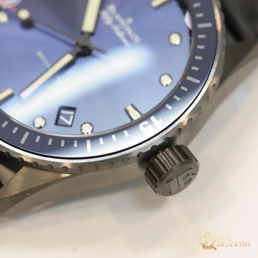 GF Factory Blancpain Fifty Fathoms 5000-0240-O52A Saat (Seramik Kasa) - Makro Kadran ve İndeks İşçiliği