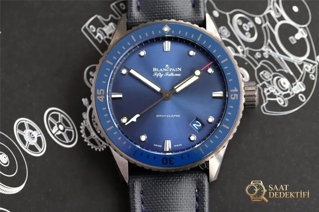 GF Factory Blancpain Fifty Fathoms 5000 mavi kadranlı seramik modelin işçiliği nasıl? ZF Factory modeli geride bırakabilir mi? - Kadran Detayı ve Bezel İşçiliği