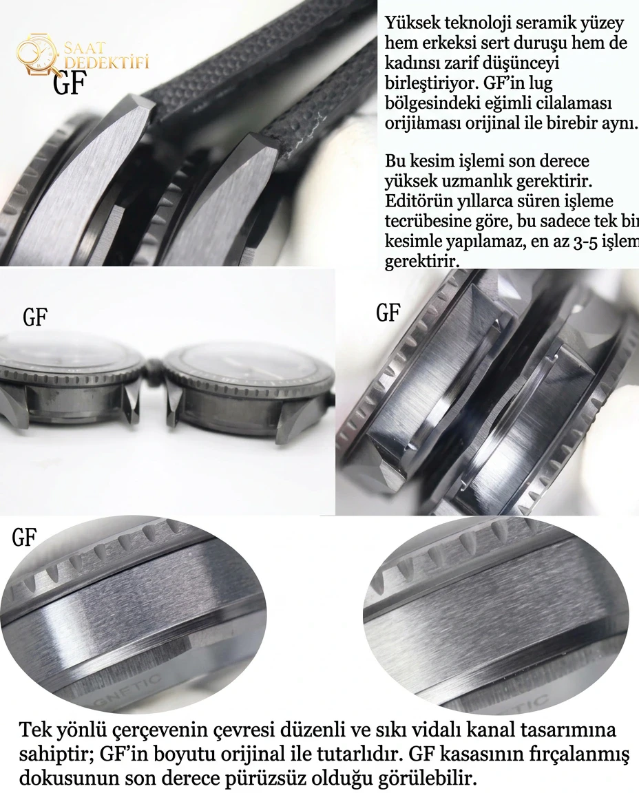 GF Factory Blancpain Fifty Fathoms seramik kasa 5000 serisi 43.6 mm replika saat orijinal karşılaştırmalı incelemesi - Klips Kilidi ve Lazer Damgalar