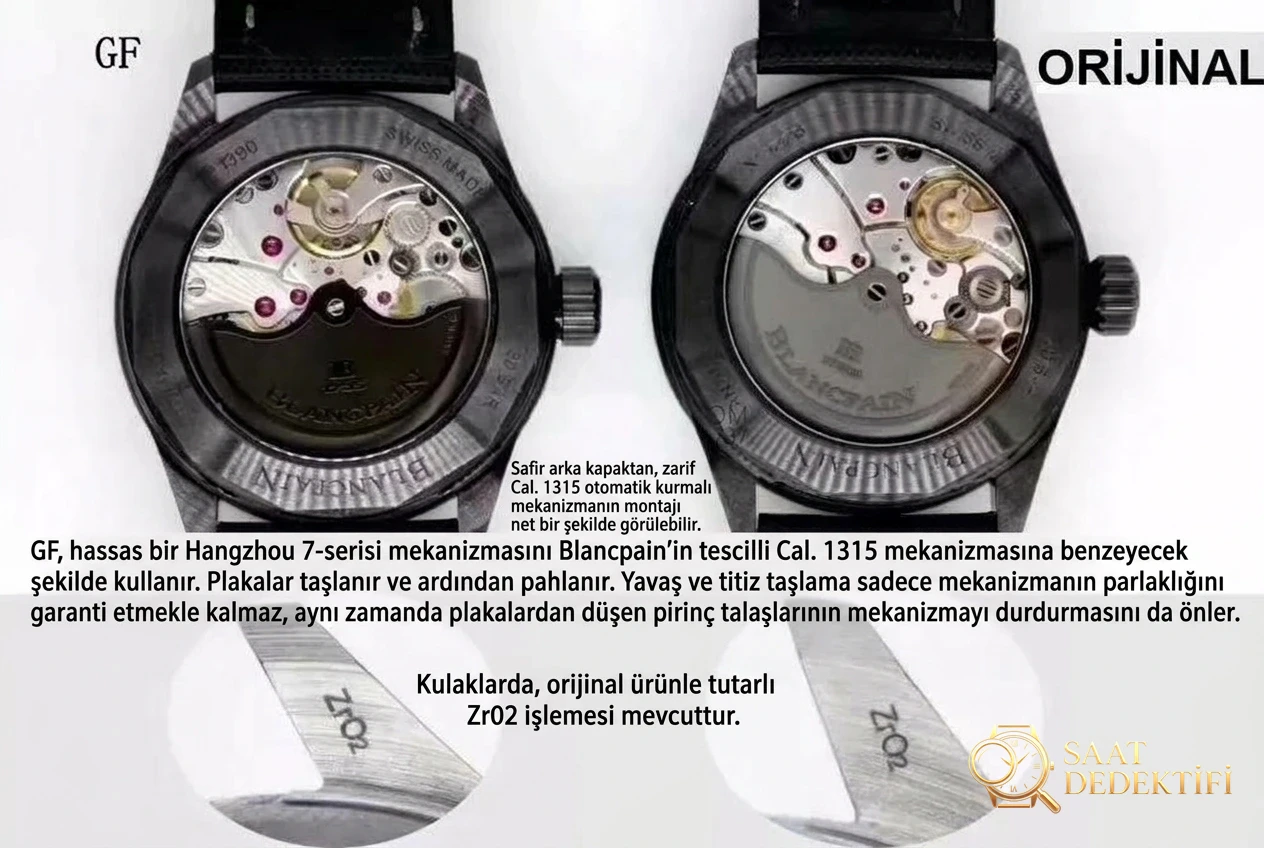 GF Factory Blancpain Fifty Fathoms seramik kasa 5000 serisi 43.6 mm replika saat orijinal karşılaştırmalı incelemesi - Fosfor ve Super-LumiNova Gece Görünümü