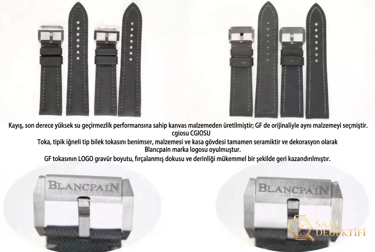 GF Factory Blancpain Fifty Fathoms seramik kasa 5000 serisi 43.6 mm replika saat orijinal karşılaştırmalı incelemesi - Mekanizma Zemberek ve Balans Detayı